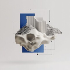 Leinwandbilder - Futuristic Data Visualization Sculpture Textured Digital Artwork with Floating Geometric Elements - Business Intelligence Art for Innovative Tech Spaces and Analytical Visualization Concepts