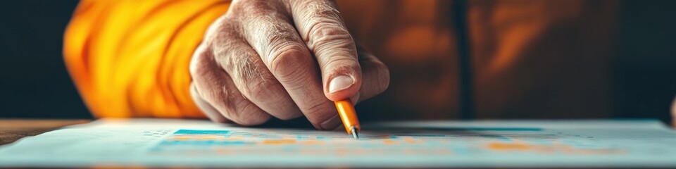 Leinwandbilder - Modern Executive Strategy Session Hand Analyzing Financial Graphs on Textured Paper - Innovative Corporate Analysis for Data-Driven Decision Making in Business Finance