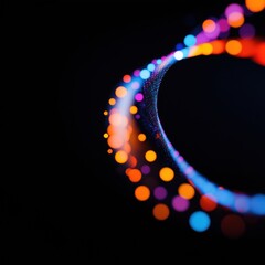 Leinwandbilder - Luminescent Geometric Visualization Vibrant Tech Patterns in Dark Space for Innovative Educational Content and Digital Learning Solutions in EdTech Trends