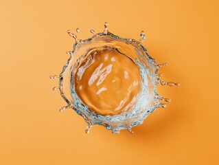 Leinwandbilder - Vibrant Minimalist Water Splash Art Dynamic Transparent Liquid on Orange - Modern Visual Tool for Eco-conscious Marketing and Brand Storytelling in Resource Management