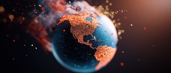 Poster - Futuristic Data Globe Digital Visualization of Market Trends and Investment Opportunities - Interactive, Immersive, Mapping for Financial Sector Growth Strategy
