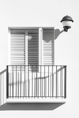 Leinwandbilder - Minimalist Security Integration Matte Black Surveillance Camera on White Stucco Wall - Urban Safety Solutions for Modern Residential Architecture