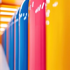 Fototapete - Vibrant Data Center Aesthetics Multicolored Server Racks with Geometric Light Patterns - Tech Infrastructure Styling for Enhanced Corporate Identity and Digital Engagement