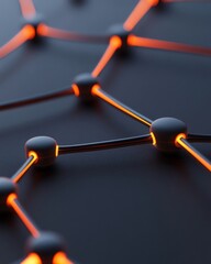 Leinwandbilder - Neon Network Visualization Glowing Geometric Node Graph on Matte Surface - Advanced Tech Aesthetic for Data-Driven Digital Marketing and Business Innovation