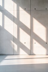 Leinwandbilder - Contemporary Concrete Wall Soft Gray Brushed Texture with LED Reflections in High-Tech Workspace - Modern Design for Innovative Business Interiors