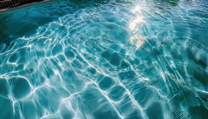Poster - crystal clear turquoise water with sunlight reflections in a swimming pool, abstract rippling texture for backgrounds and design

