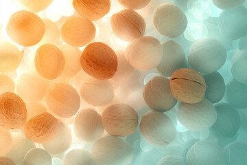 Aufkleber - Dreamlike layering of whole and shelled nuts, colored lens flares, soft painterly transitions,