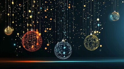 Explore creative digital Christmas decorations designed with graphic software.