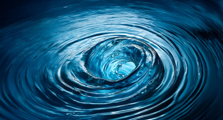 Leinwandbilder - A mesmerizing swirl of deep blue water forms a vortex, creating a sense of depth and motion. Dynamic surface ripples and curves catch light, suggesting powerful currents.