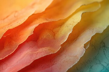 Wall Mural - Abstract image of layered, textured fabric in warm, sunset hues.