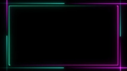 Abstract neon line picture frame background, Rectangular Fire effect Animation. Fire Flame Gradually Appearing in A rectangle Frame. lights in rectangle shape background.