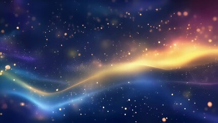 Wall Mural - magical cosmic nebula with golden light stream. mystical galaxy background with glowing stars and co