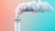 © michnik101 - Industrial smokestack releasing thick white smoke into the air against colorful sky. Air pollution and environmental impact.