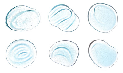 Aufkleber - Various blue clear gel textures isolated on white background, showcasing different shapes and patterns