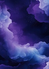 Wall Mural - Abstract digital art piece that appears to be a night sky with stars and clouds. the background is a deep purple color with a hint of blue and white.