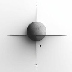 Canvas Print - Minimalist grey sphere bisected lines dots