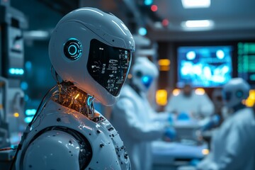 Leinwandbilder - Robots working in a modern laboratory focused on technological advancements and innovation