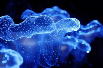 Abstract Blue Digital Structure Art
