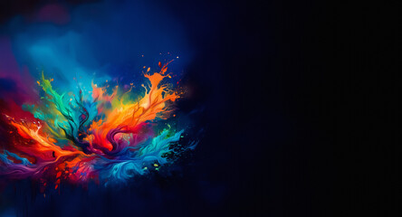 Wall Mural - vibrant pigments swirl against a dark backdrop, creating an abstract design with fluid movement and 
