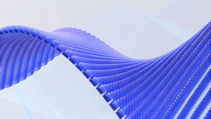 Wall Mural - 3D render illustration features a minimal geometric background with a blue wavy shape.