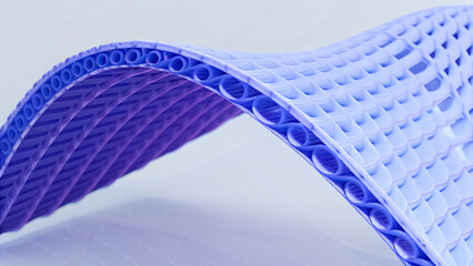 Wall Mural - 3D render illustration features a minimal geometric background with a blue wavy shape.