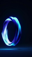 Wall Mural - glowing blue ring in dynamic motion against dark background