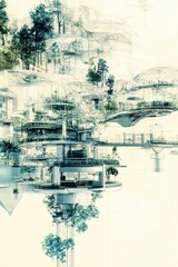  Intricate blueprint diagram showcasing a detailed layout plan and draft of architectural design.