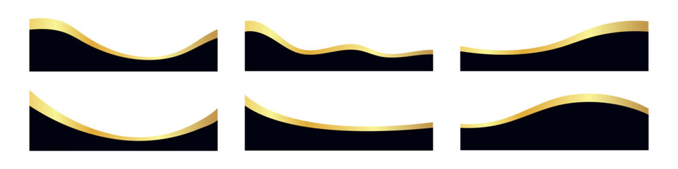Wall Mural - Set of divider, border, footer shape with gold gradient vector illustration