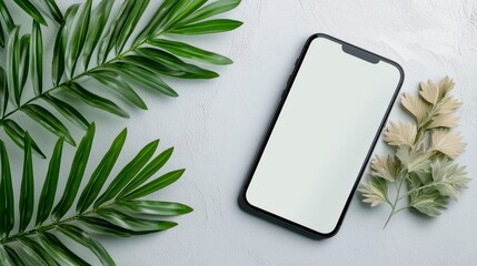 Blank screen smartphone placed on a surface ready for customization or application installation by users and developers