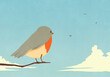 © fStop - Serene bird perched on branch watching birds in blue sky