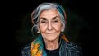 © Narongsag - Portrait of Elderly Woman   Gray Hair  Colorful Headscarf  Wrinkled Face   Smiling  Wisdom