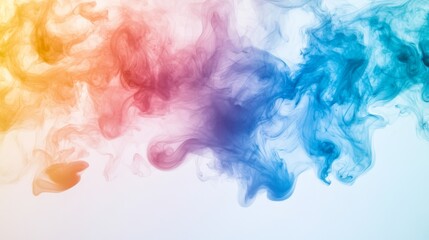 Fototapete - An artistic shot of multi-colored smoke swirling against a light backdrop, blending and flowing together to create an abstract, dreamy effect