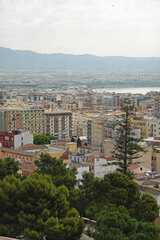 Wall Mural - Panorama of Cagliari opening from the Bastion San Remy, Italy, Sardinia