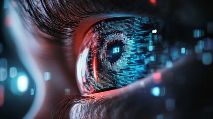 digital eye futuristic technology abstract code heart data network security innovation modern design