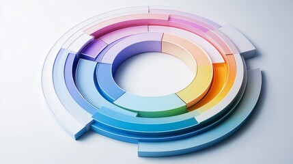 Leinwandbilder - Circular infographic chart with multiple data rings in gradient colors on a white background, representing layered information