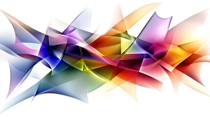 Leinwandbilder - Colorful abstract digital shapes with layered geometric forms and gradients, creating a vibrant and dynamic composition on a white background