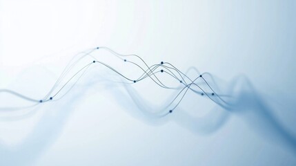 Poster - Minimalistic line graph in blue tones on a white background, showing rising and falling trends with precise lines and clean axes