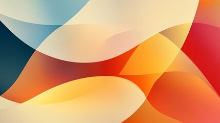 Leinwandbilder - Modern graphic layout with overlapping translucent shapes in warm colors on a clean background, creating a soft, layered effect