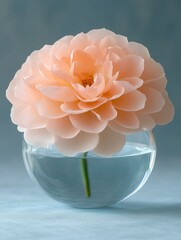 Wall Mural - Delicate peach rose floating in a clear glass ball filled with water, creating a serene and elegant display.