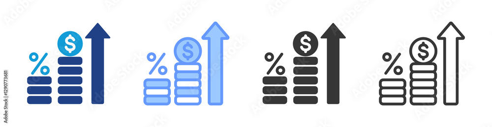 Inflation icon set multiple style collection