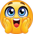 © Yael Weiss - Excited Emoji Emoticon with Wide Eyes, Open Mouth, and Hands on Cheeks, Expressing Shock, Surprise, or Amazement