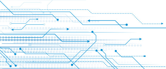 Aufkleber - Wide Cyber security internet and networking concept. Vectors White Abstract geometric dots and lines connection circuit concept. Hi tech digital connect, communication,