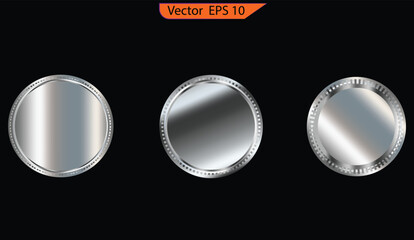 Wall Mural - Buttons for web. Set of Silver foil texture background. Realistic silver, gradient mesh. High resolution	
