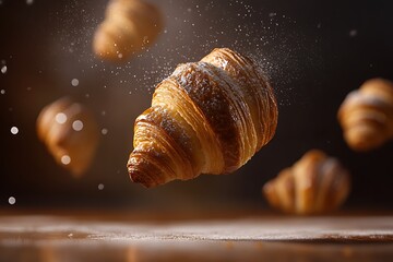 Wall Mural - Floating Croissant - A Delectable Treat