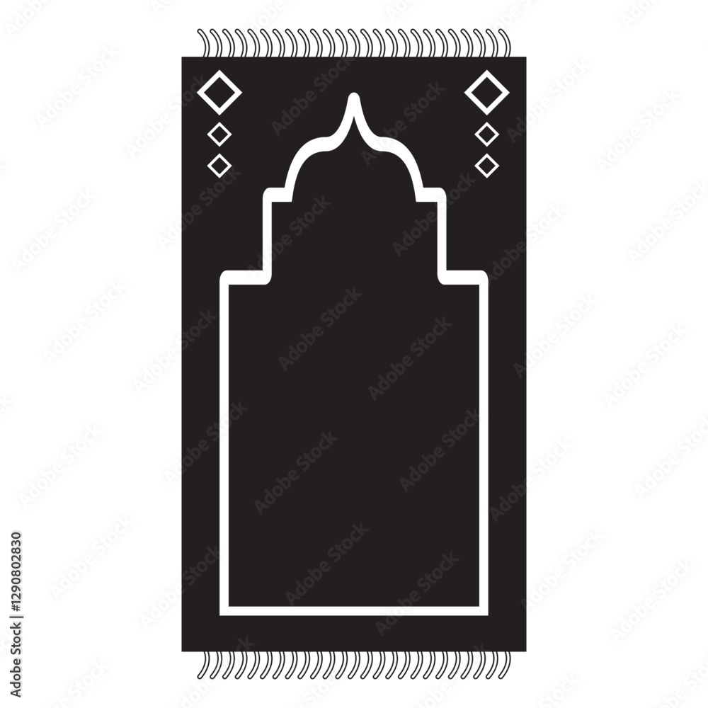 Prayer Mat Silhouette. Isolated on White Background. Vector ...