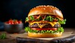 © thaminaahmedbd - Juicy cheeseburger, sesame seed bun, melted cheese, high-resolution food photography