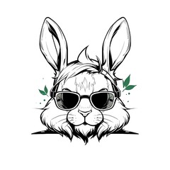 Sticker - Cool Bunny with Shades: A Stylish Rabbit Illustration