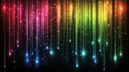 Wall Mural - A sleek neon fiber optic background with radiant glowing light strands