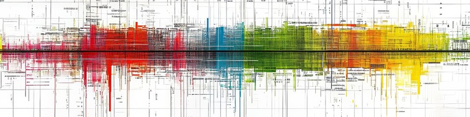vivid, high-contrast vector code pattern with sharp lines, minimalist palette, and reflection.