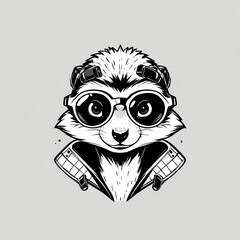 Sticker - Cool Raccoon in Aviator Glasses and Leather Jacket